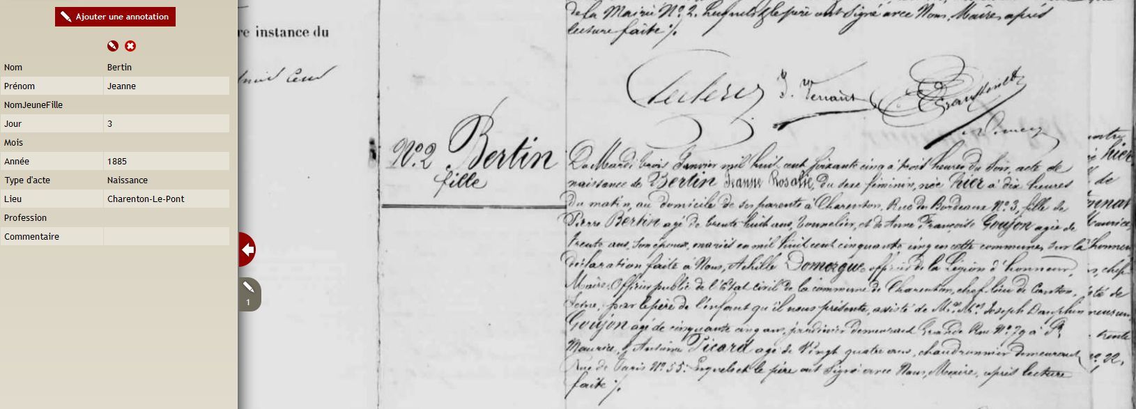 Annotations de l'état civil