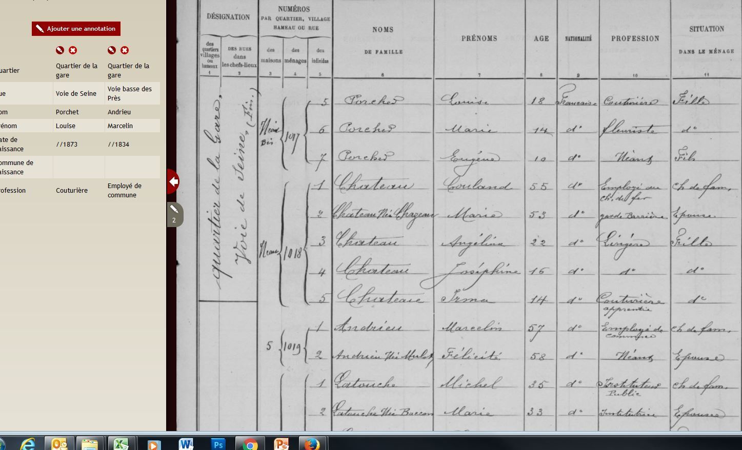 Annotations des recensements de population