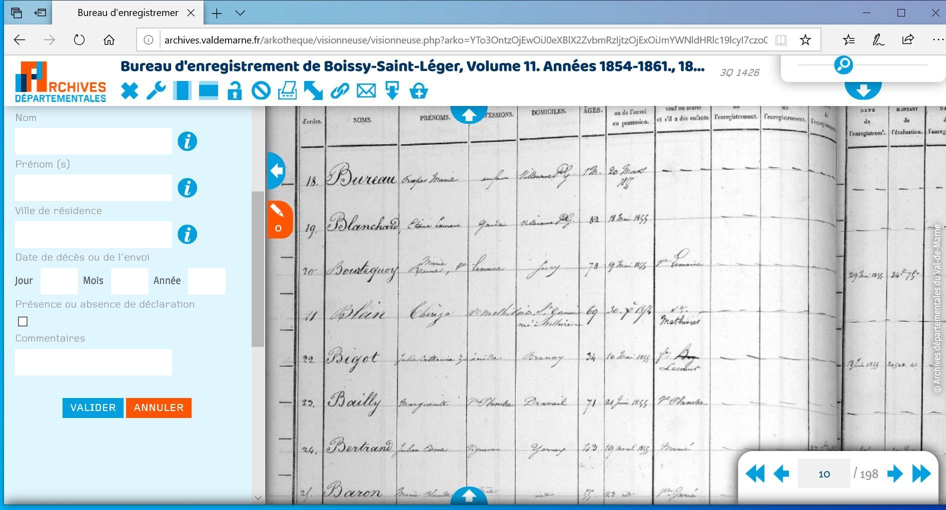 Annotations des tables alphabétiques de successions 