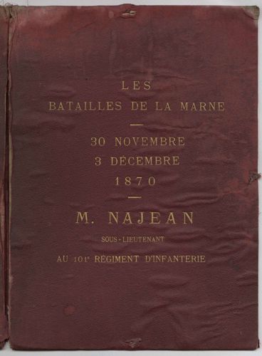 Couverture du manuscrit "Les batailles de la Marne". 