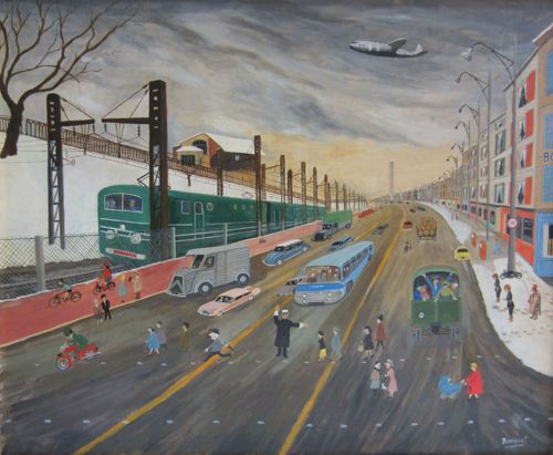 Tableau « Transports » d'André Bouquet (1897-1987). 1958.