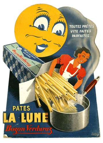 Carton publicitaire des pâtes La Lune. [Années 1950]. © Archives départementales du Val-de-Marne