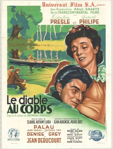 Affiche du film Le diable au corps d'après le roman de Raymond Radiguet. 1947 (©AD94)