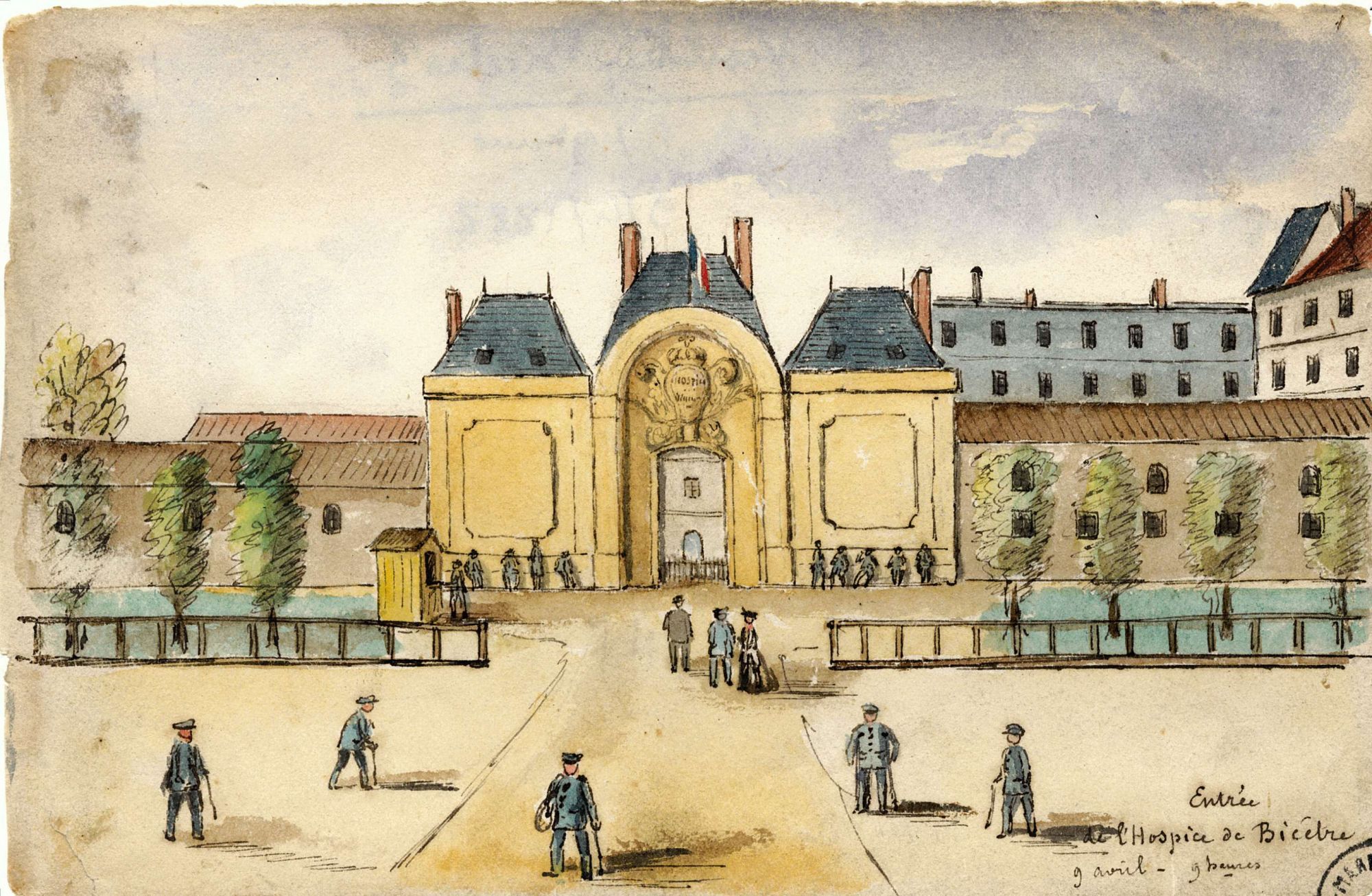 Entrée de l'hôpital de Bicêtre - Aquarelle Albert Capaul