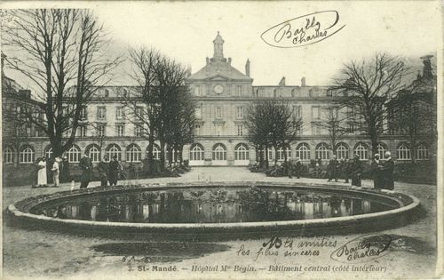 Hôpital Militaire Bégin - Bâtiment Central (côté intérieur). AD94, 2FI Saint-Mandé 319