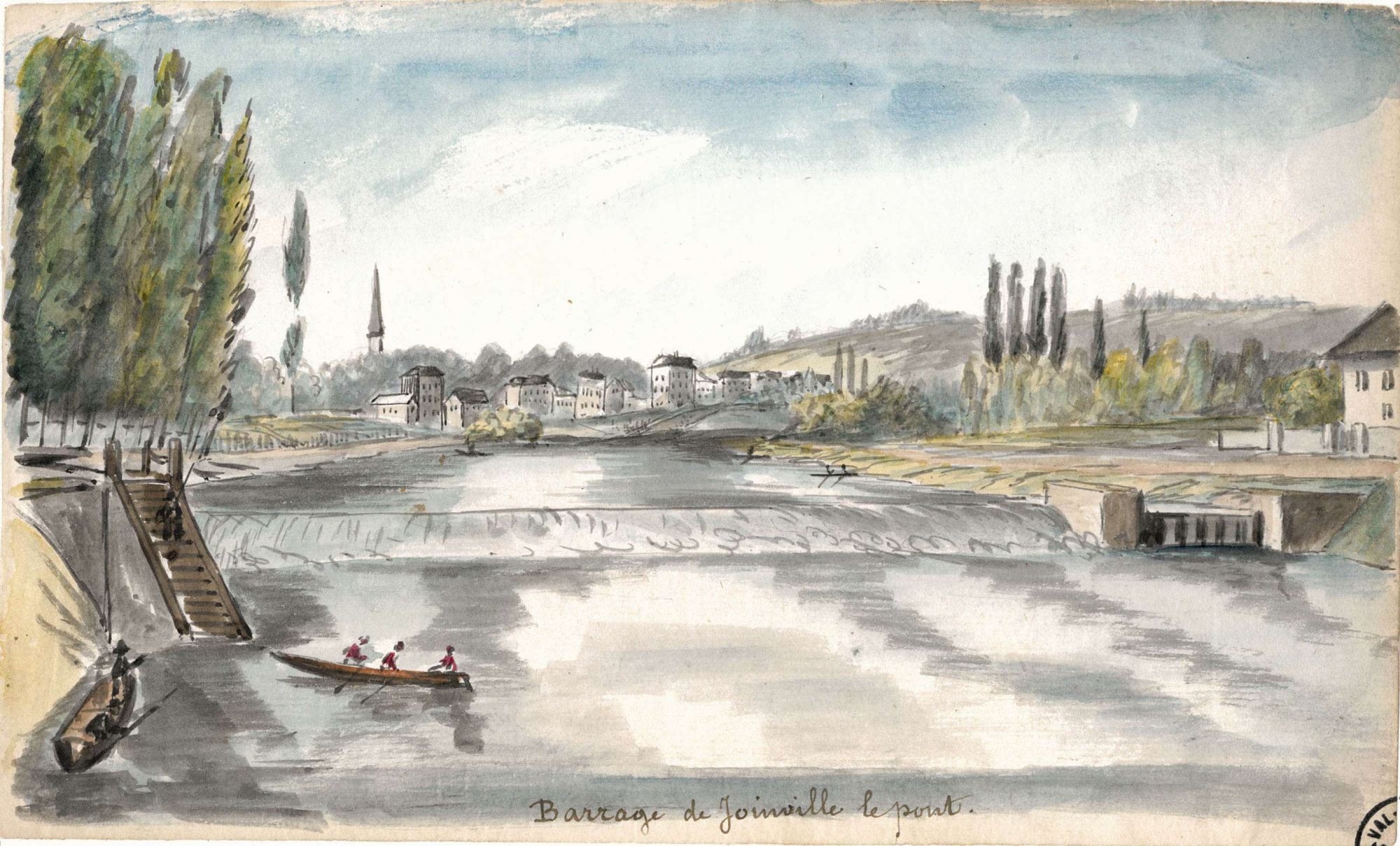 Le barrage de Joinville-le-Pont - Aquarelle Albert Capaul